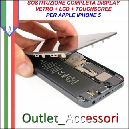 Sostituzione Riparazione Cambio Display Lcd Vetro Touch Touchscreen Schermo Rotto per Apple Iphone 5 5g