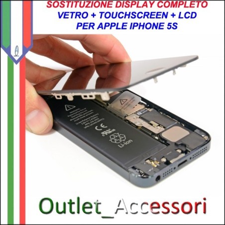 Sostituzione Riparazione Cambio Display 5S  Lcd Vetro Touch Touchscreen Schermo Rotto per Apple Iphone 5S