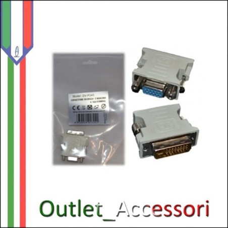 ADATTATORE DA DVI A VGA MASCHIO/FEMMINA LINQ Pc Computer Desktop