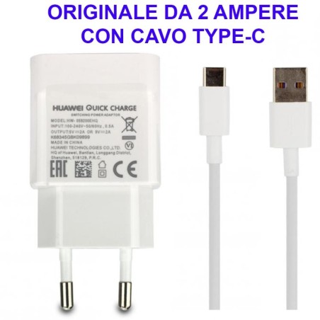 Alimentatore Caricatore Originale HUAWEI AP32 TYPE-C Quick Charger Carica Veloce Bianco Blister