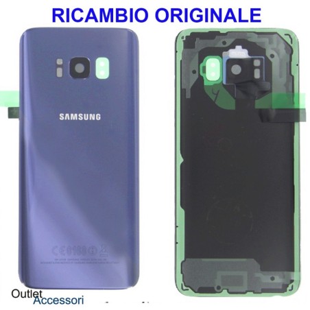 Copribatteria Samsung Galaxy S8 G950 Originale Scocca Vetro Posteriore Retro Viola Purple