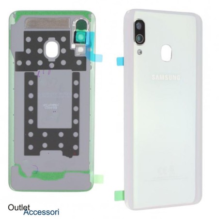 Scocca Copribatteria Vetro Posteriore ORIGINALE Samsung A40 A405 A405F SM BIANCO Adesivo sm