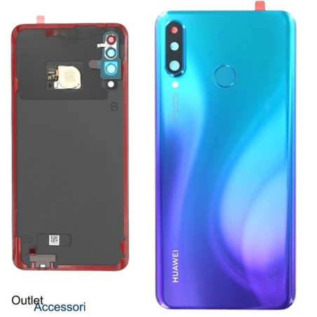 Copribatteria Scocca Vetro Posteriore Originale HUAWEI P30 LITE BLU Tasto Biadesivo Camera 02352RPY