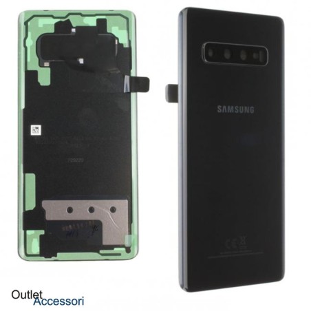 Copribatteria Scocca Samsung Galaxy S10 PLUS G975F PRISM NERO Originale Vetro Posteriore GH82-18406F