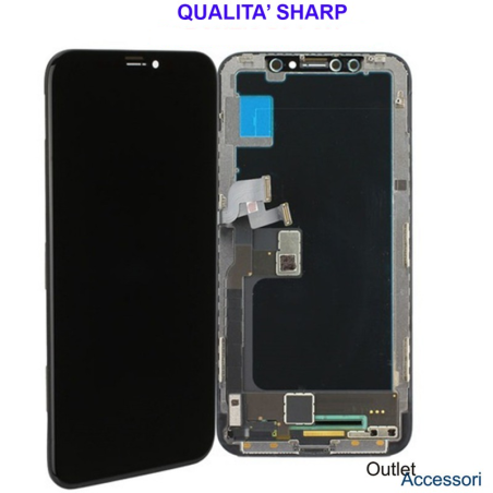 Display Schermo ORIGINALE SHARP per Apple Iphone X Nero LCD Touch Vetro OLED OEM 3D